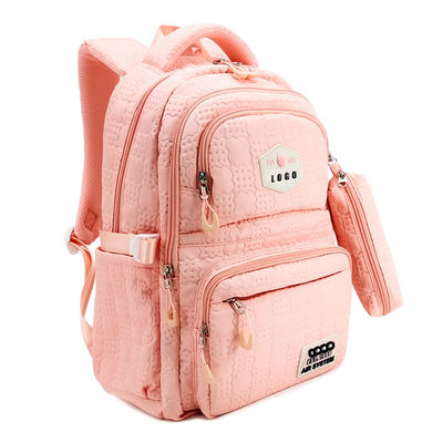 Sacchetti scolastici in incisione rosa zaino materiale in poliestere di nylon con custodia a matita