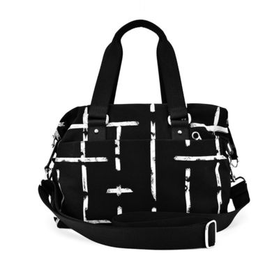 Unisex Black Crossbody Bag Tote con doppia maniglia in tessuto