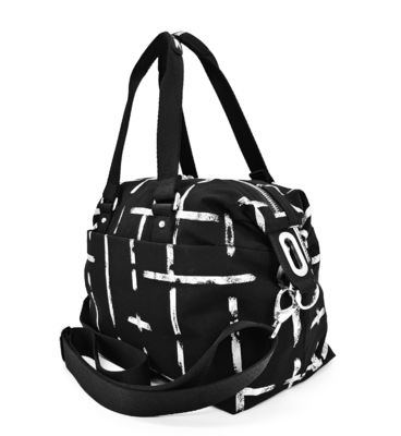 Unisex Black Crossbody Bag Tote con doppia maniglia in tessuto
