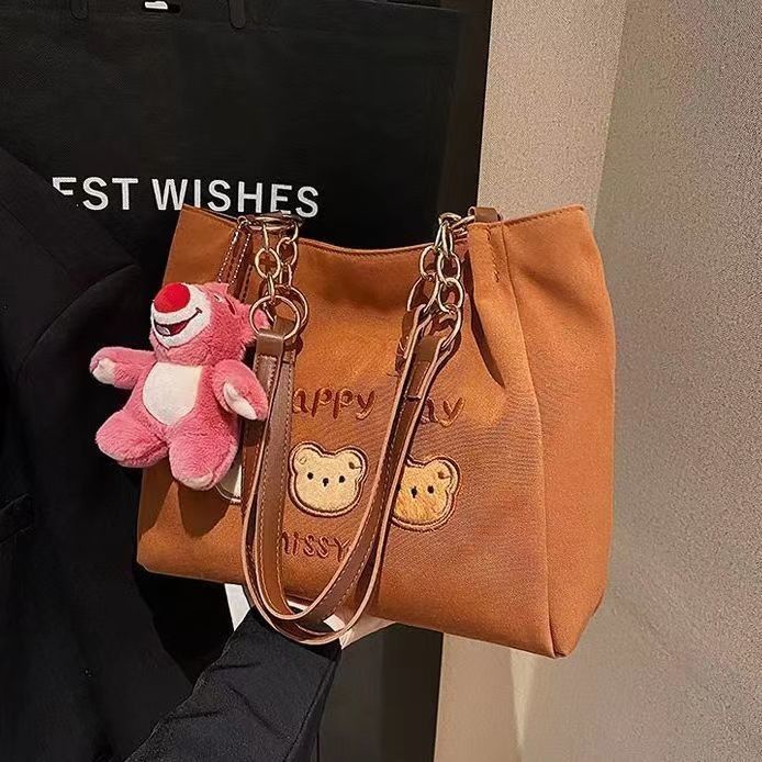 Medium Stile Crossbody Tote Bag Colore marrone con maniglie doppie